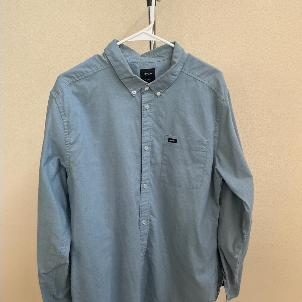 RVCA Men's Sky Blue Casual Button-Down Shirt